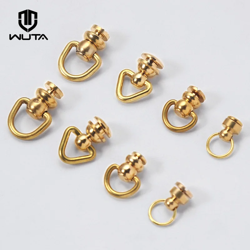 WUTA 10 шт. латунный шар Chicago Stud винтовые заклепки гвозди Вращающийся D кольцо