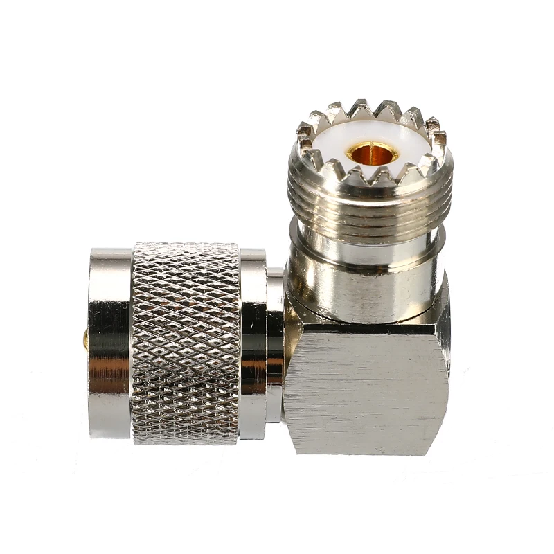 UHF PL-259 Male Plug to SO-239 Female Right Angle 90 Degree RF Adapter Connector |