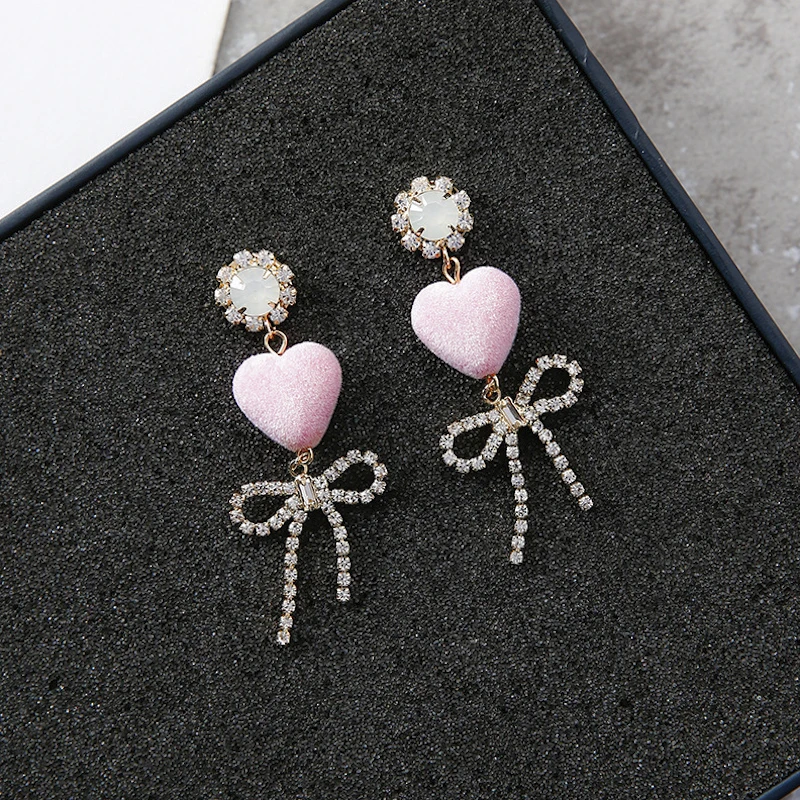 2018 новый темперамент бархат сердце любовь Серьги для Для женщин со стразами