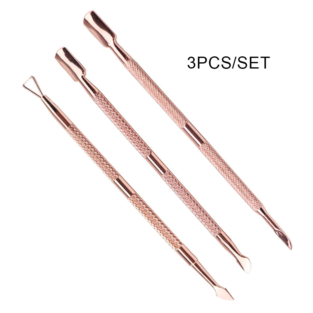 3 PCS 1/3pcs Cuticle Pusher Stainless Steel Cuticle Remover Nail File Pedicure Manicure Tools Nail Pusher For Manicure Nail Art Mill - Цвет: 3 PCS