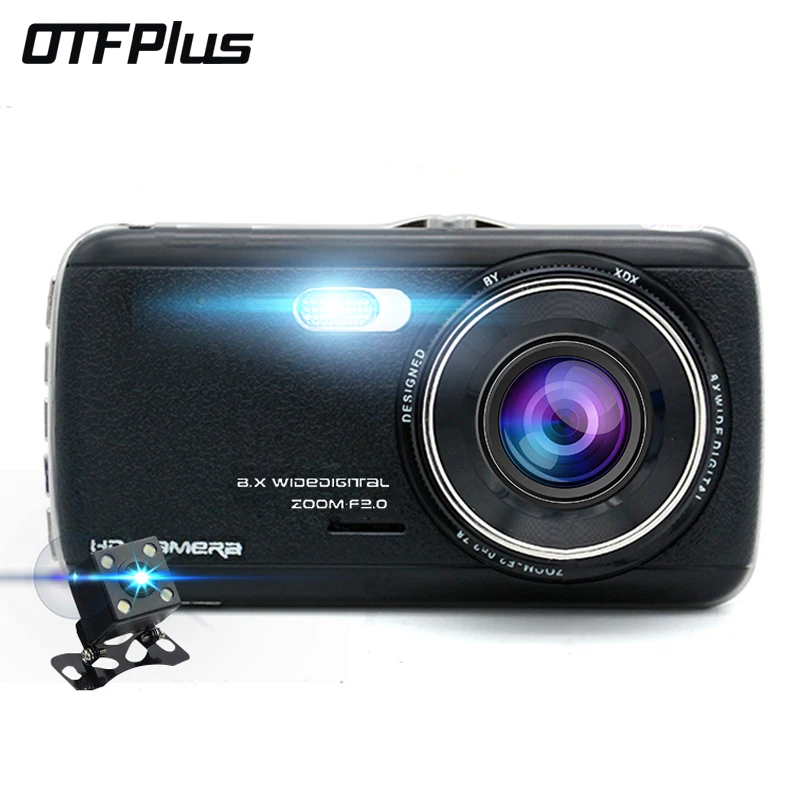 OTFPlus Автомобильный видеорегистратор 4 0 дюйма IPS экран двойной объектив HD 1080P