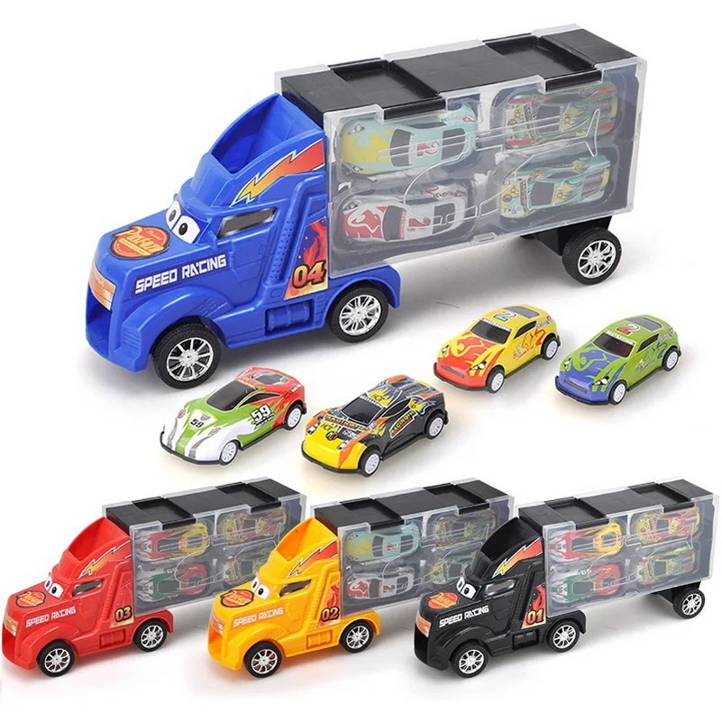 

Transport Truck with Alloy Metal Cars Toys Container Christmas Gift children educational model For Children
