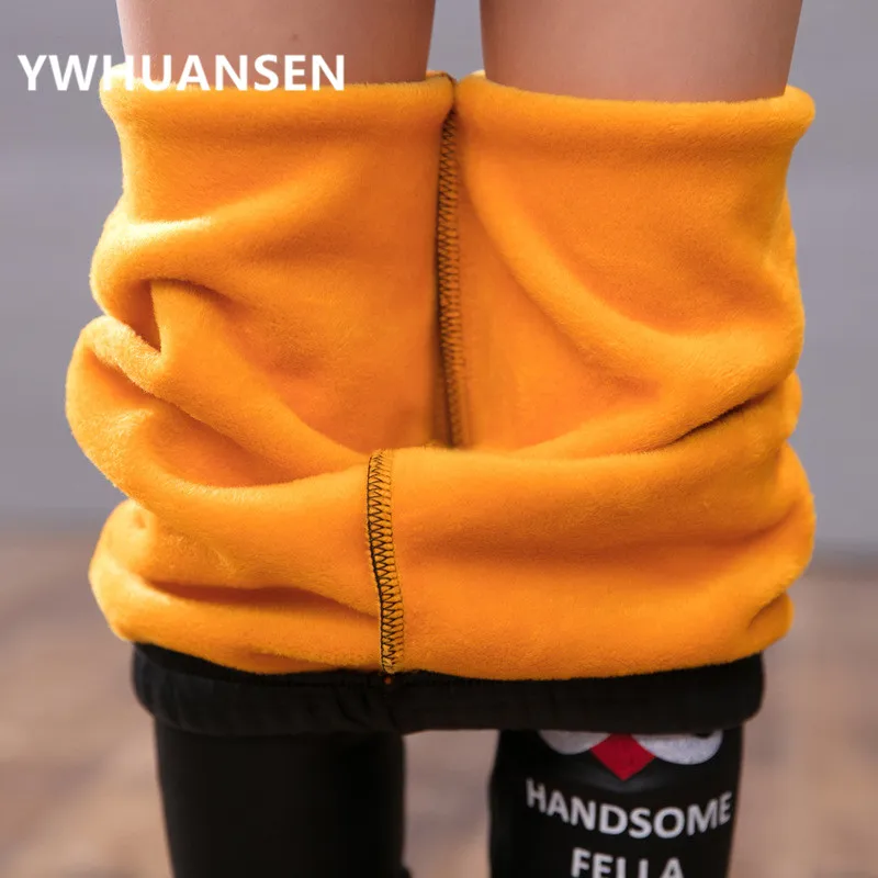 YWHUANSEN/2018 зимние леггинсы для девочек кашемировые детские теплые обтягивающие