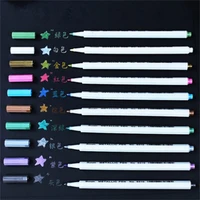 10pcs color art drawing painting marker pens metallic pen black paper ceramics school office supplies stationery signature pen