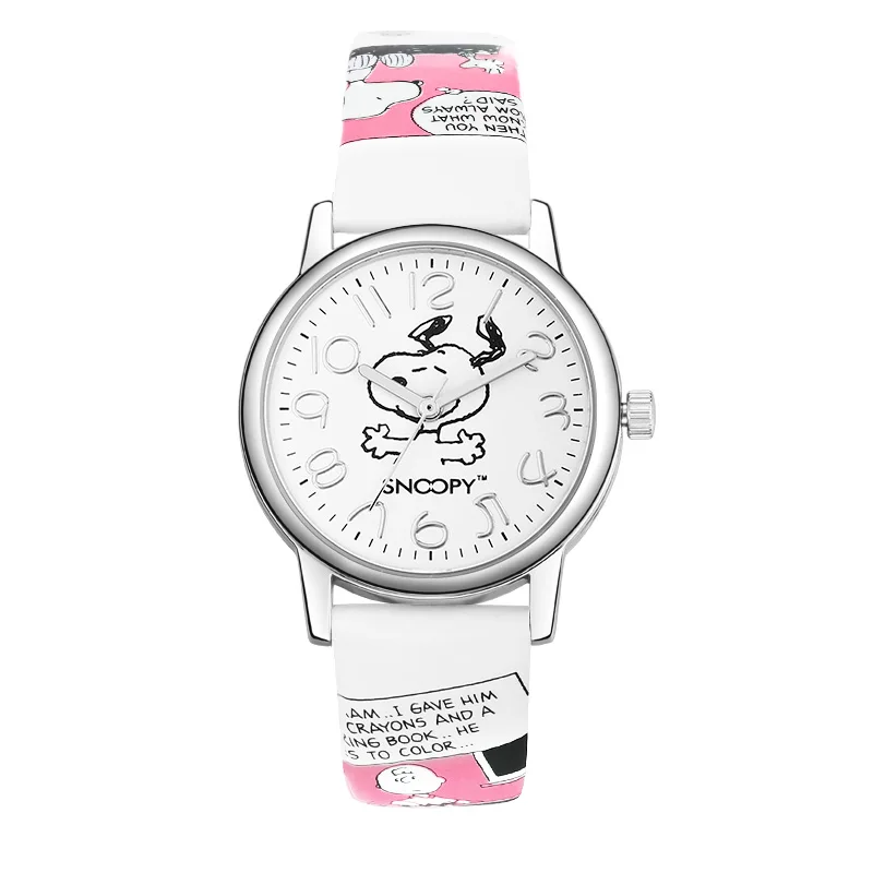 Розовый Snoopy часы классические комические часы ремешок Женские кварцевые наручные часы мужские Часы повседневные часы для влюбленных Snoopy ваших лучших друзей - Цвет: Розовый
