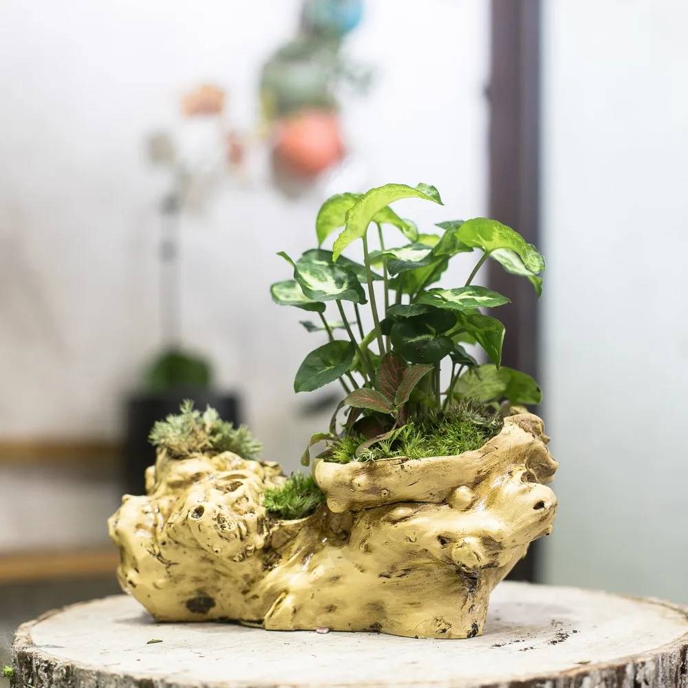 Смоляный искусственный скрученный корень цветочный горшок скульптура