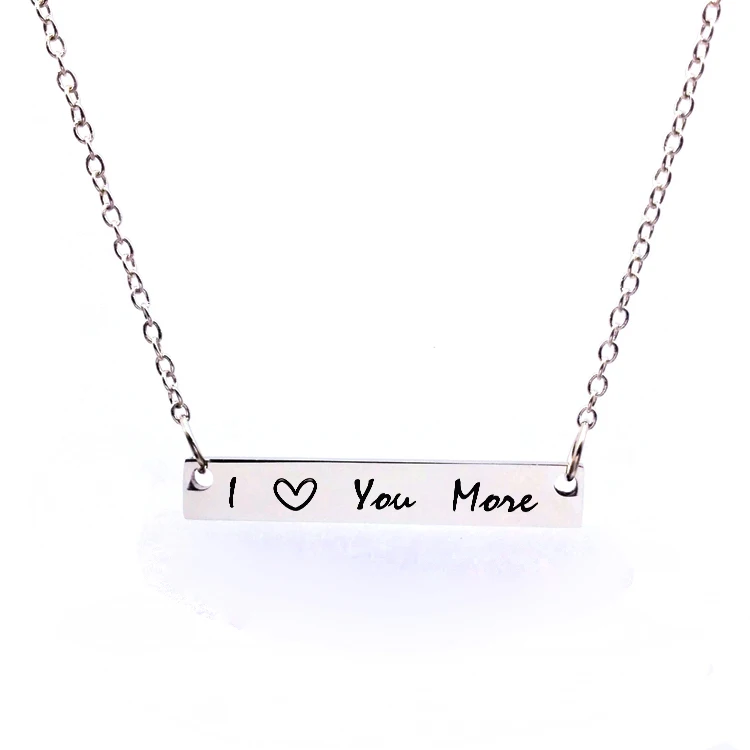 I love you more bar pendant necklace stainless steel link chain collares summer style gifts for women | Украшения и аксессуары