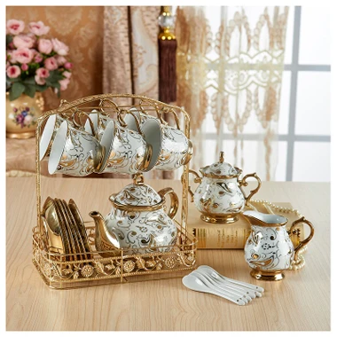 Europe Top-grade Bone China Coffee Set Tea Cup And Saucer Set Household Black Tea Cup and Mug teapot Wedding Gifts - Цвет: A5