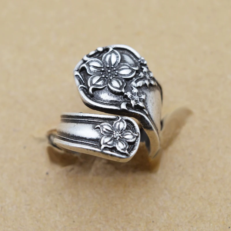 1 шт ручной работы цветок Кольца Регулируемая ложка кольцо для мужчин женщин