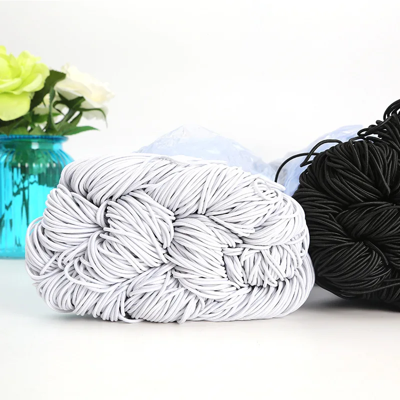 

Wholesale 1MM/2MM/3MM White/black thin round Elastic Bands Elastic rope wedding Garment elastic tape for DIY sewing accessories