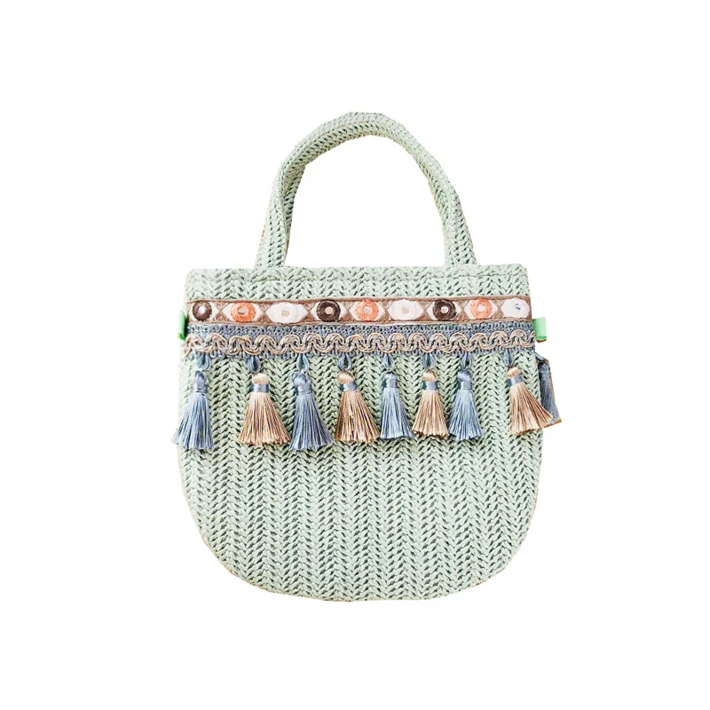 

Women Hot Summer Cute Tassel Straw Bags INS Popular Female Fashion Mini Weave Handbag Beach Design Lady Knit Shoulder Bag SS3431