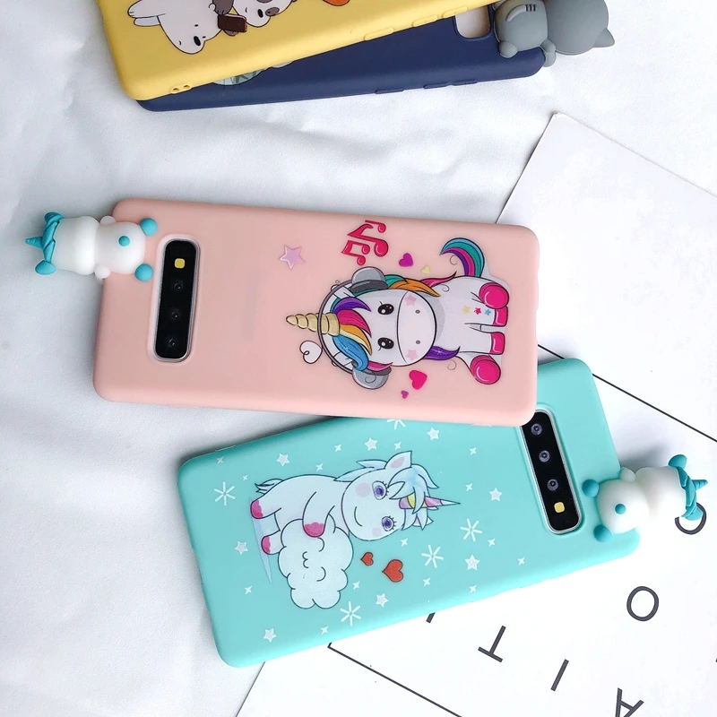 S8 S9 S10 3D чехол для Etui samsung Galaxy S8 S9 S10 Plus чехол Note 8 9 медведь Единорог Kawaii чехол для Coque samsung S7 Edge чехол