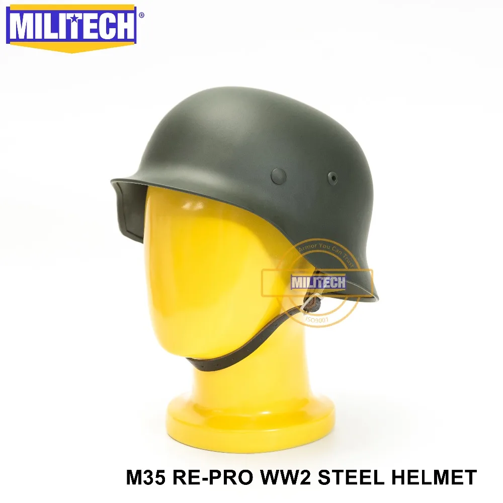 

MILITECH Army Green WW2 German M35 Steel Helmet WW II Repro German Helmet Motorcycle Safety Helmet World War 2 Collection Helmet