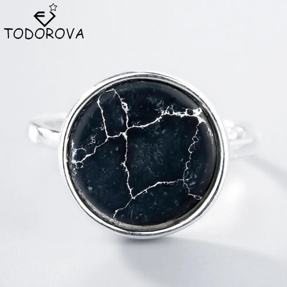 Todorova черные кольца из натурального камня новое модное круглое цельное кольцо для