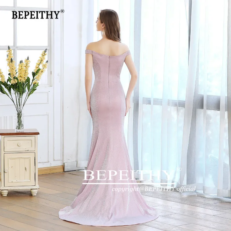 BEPEITHY Русалка с открытыми плечами Длинные Выпускные платья Vestido De Festa винтажное