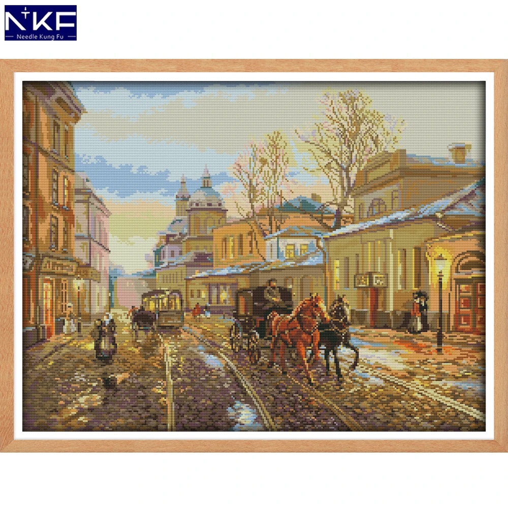 

NKF Street Views штампованные крестиком DIY комплекты для рукоделия вышивки набор китайских крестиков для домашнего декора