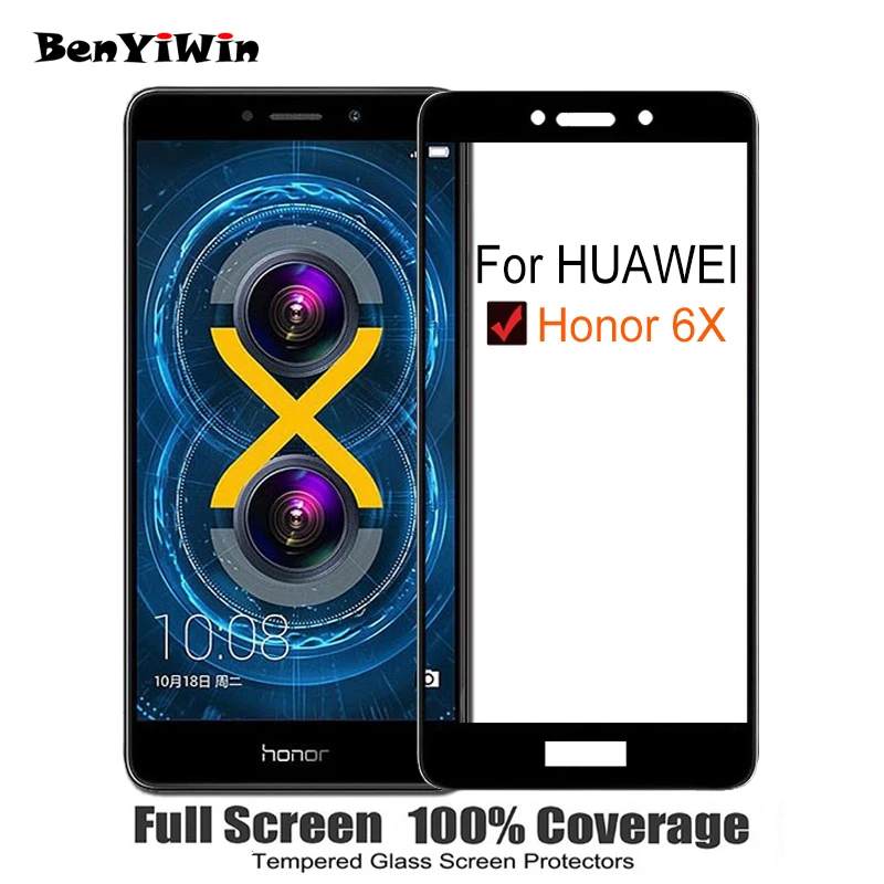 2 шт Полное покрытие закаленное стекло для huawei Honor 6X защита экрана на Защитное стекло для BLN AL10 L21 L24 пленка