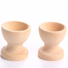 Wooden Egg Cups Easter Egg DIY Unfinished Crafts Smooth Surface Wooden Teething Toys Wood Painting Blocks Toys F20174006 