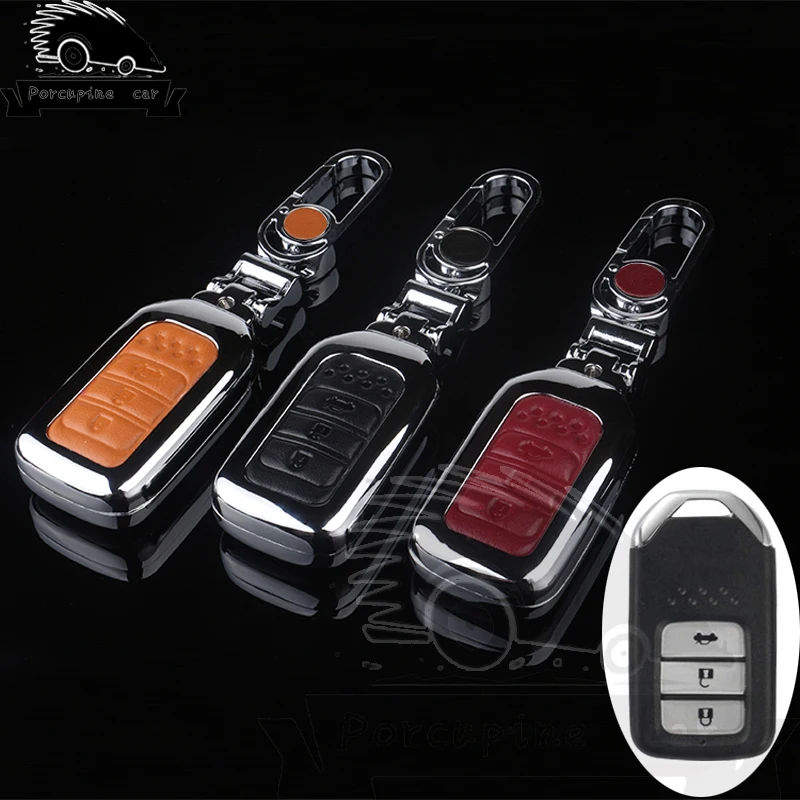 3 Buttons Remote Cover Zinc alloy Leather Key Case Fit For Honda Accord CR-V City Car Styling | Автомобили и мотоциклы