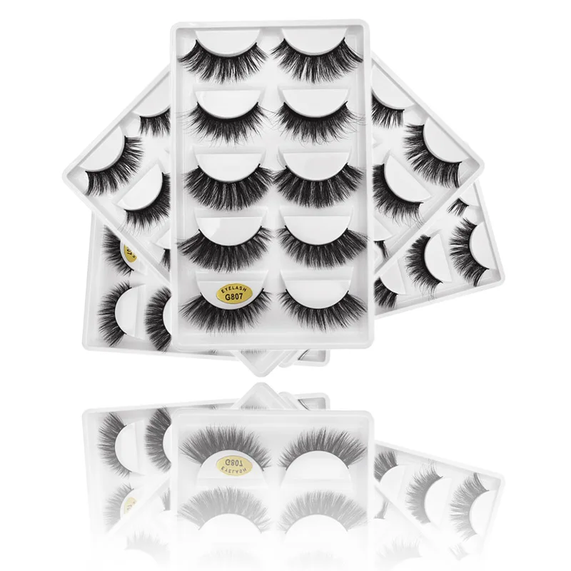 5 Trays 3D False Eyelashes Natural Long Handmade Soft Eye lashes Extension Thick Crossing Full Strip Lashes Makeup Tools #G806 | Красота и