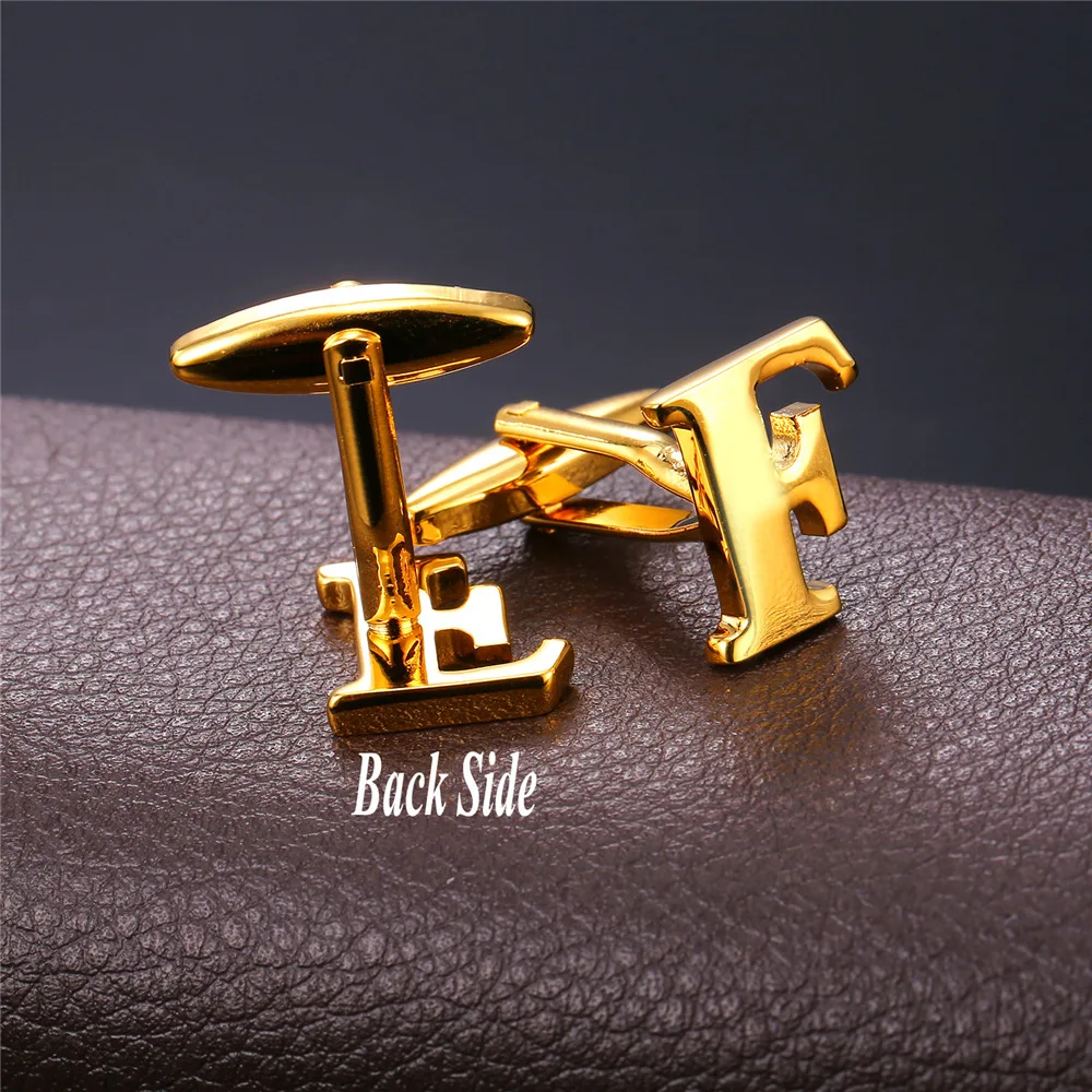 Запонки для мужчин рубашки свадебный подарок алфавит буква F золото/цвет
