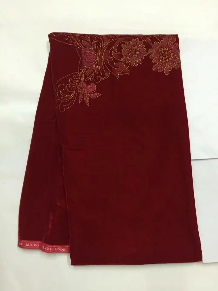 

5Yards/pc Wonderful red velveteen lace material african soft velvet lace fabric for clothes dressing JV7-3