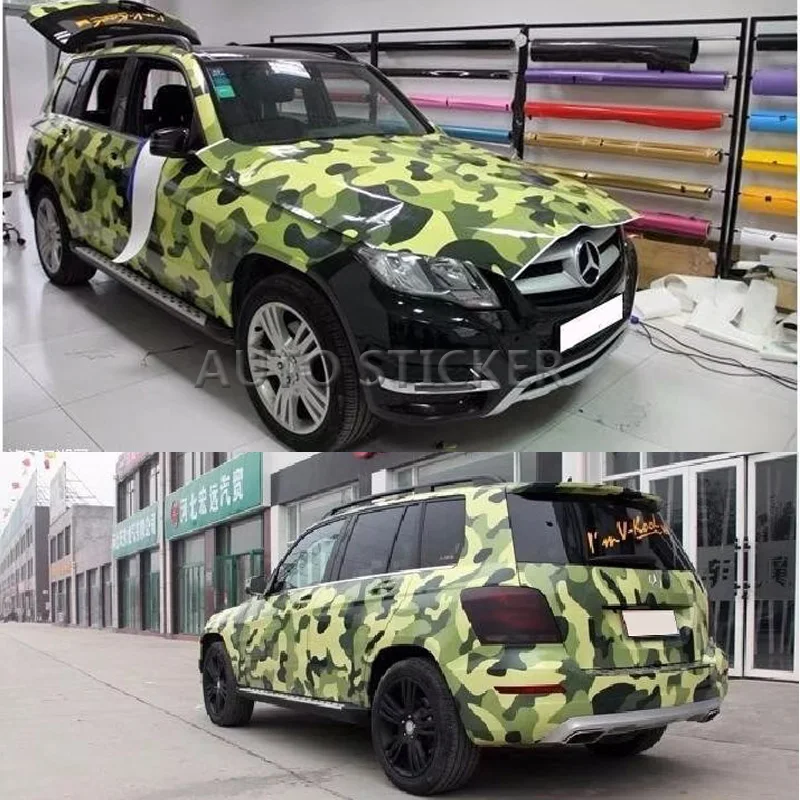 Камуфляжная виниловая ПВХ-пленка для автомобиля оберточная пленка зеленая