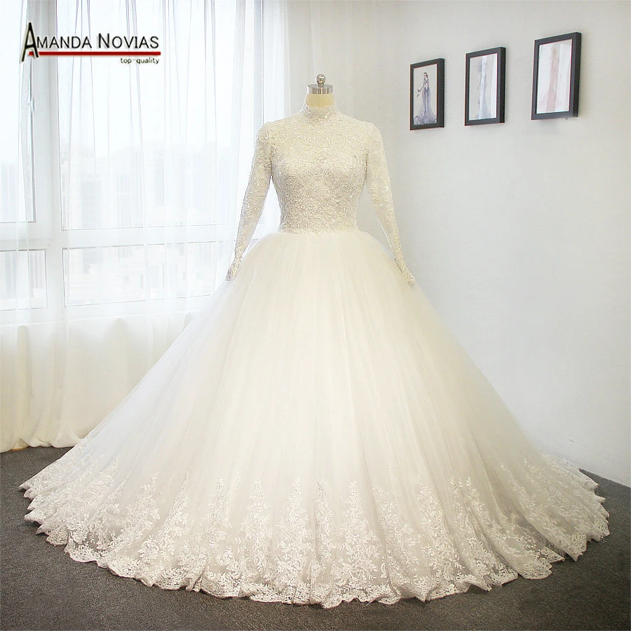 Женское Свадебное Платье Amanda Novias мусульманское бальное платье с высоким