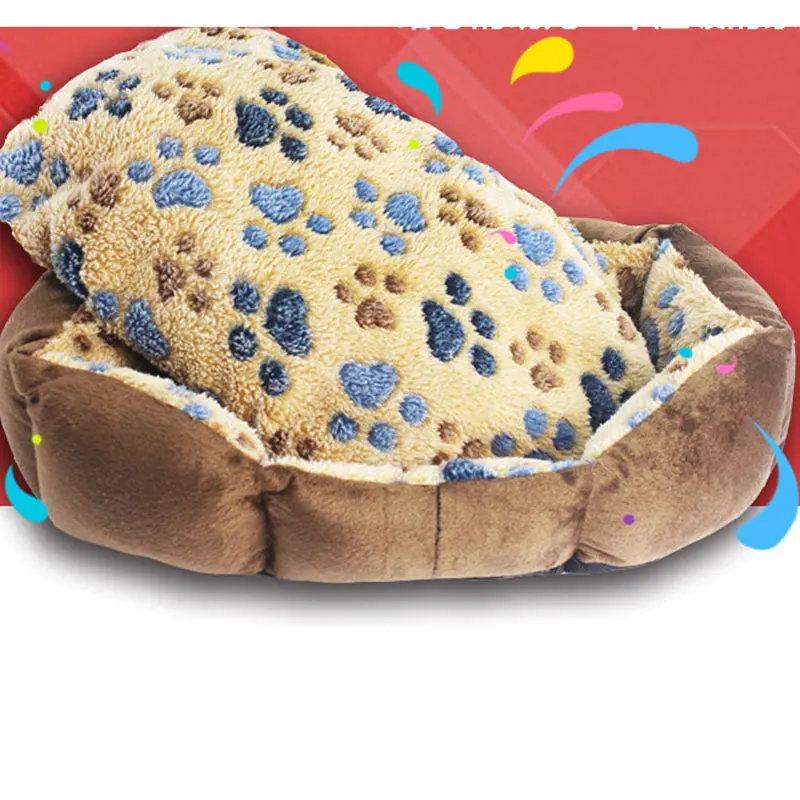 SENYEPETS Cartoon Five Colored Footprints Pet Nest Lamb Down Dog Pad Supplies Cotton Pattern Removable Cover Material Beds | Дом и сад