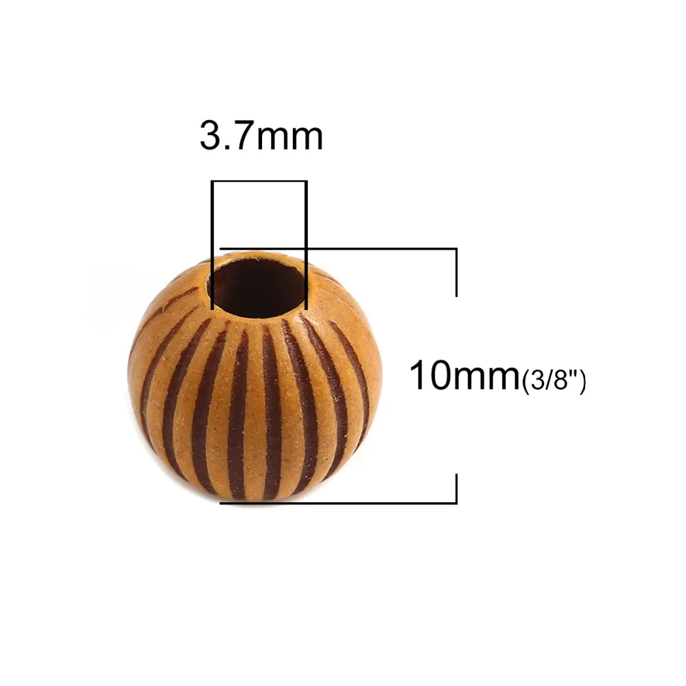 DoreenBeads круглые акриловые бусины цилиндрический коричневый полосатый рисунок