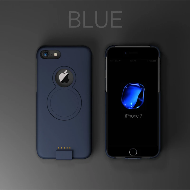 Расширенный телефон Батарея Мощность чехол для iPhone 8 Plus/7/6s/6 Plus Портативный Мощность Bank зарядное устройство для iPhone 8/7/6s Беспроводной Магнитный Батарея чехол - Цвет: Blue For 6 6s Plus