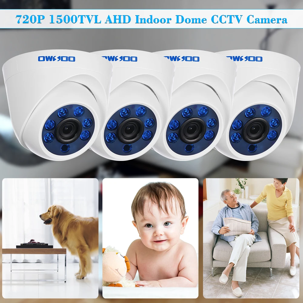 Owsoo 4 шт. 720 P 1500tvl AHD CCTV Камера комплект безопасности Камера S 1/" CMOS 6 шт. массив инфракрасный лампы для мотоциклов Ночное видение с 4* 60ft кабель