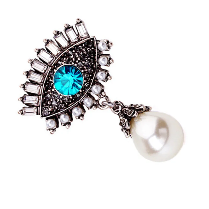

Unisex Crystal Eye Simulated Pearl Drop Brooch Pin Accessories Gift For Women Men Jewelry