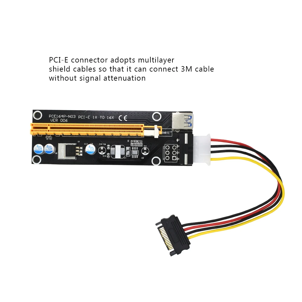 TISHRIC PCI-E расширитель pcie PCI Express Riser Card 1x к 16x USB 3 0 SATA 4Pin IDE Molex адаптер для майнинга Bitcion