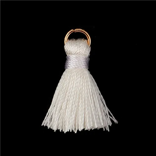 White Doreenbeads Rayon Tassel Charms Multi color 7/8"l- 7/8"long 10 PCs For Diy Jewelry DIY Bracelet Necklace Earring Accessories - Окраска металла: White