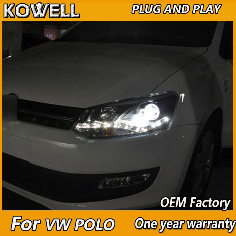 Чехол KOWELL для стайлинга автомобиля VW Polo фары светодиодный ные DRL линзы с двойным