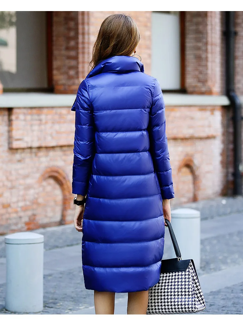 Two Side Wear Autumn Winter 90% White Duck Down Coat Women Light Down Long jacket Women warm Parkas A124