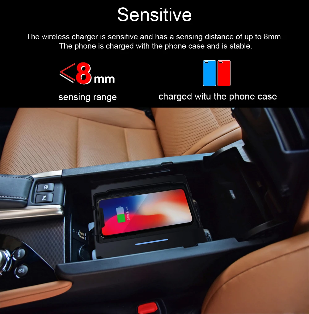 Qi автомобильное беспроводное зарядное устройство для iPhone Xs Max Xr X Samsung S10 S9 Lexus GS