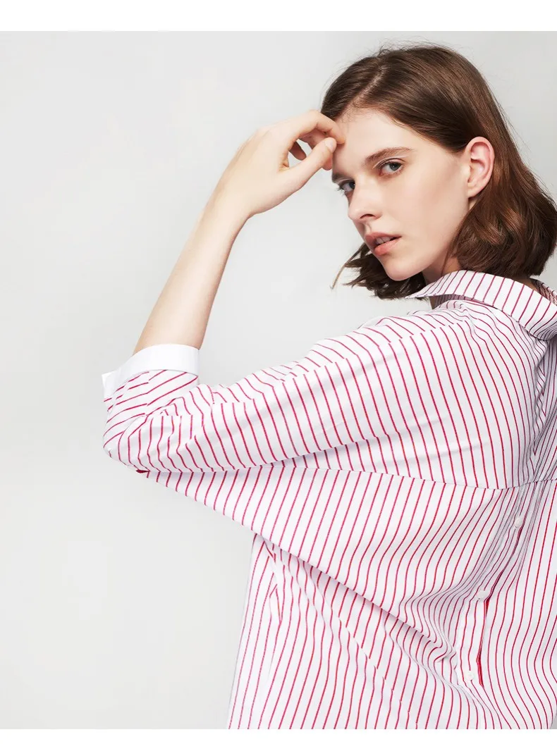 Toyouth New Loose Women Autumn Blouses Asymmetrical Patchwork Batwing Sleeve Blouse All Match Striped Female Tops Shirts