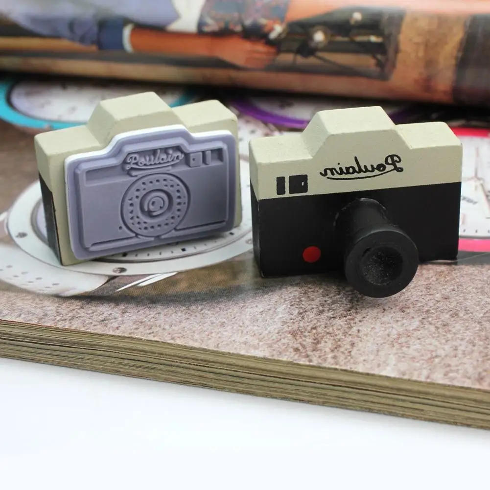 Новинка 2 шт. винтажный стиль Корейская серая камера деревянный резиновый штамп