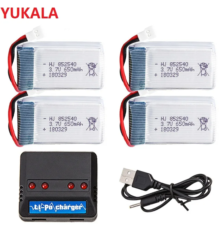 5pcs 3 7 V 650mAh Дрон с перезаряжаемым аккумулятором Li polymer Battery 802540 + USB Charger set для X5C 1 X5 H5C