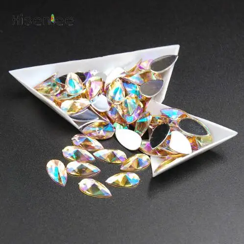 Высокое качество 8*13 мм 100 шт. 3D crystal clear Мода каплевидной формы горный хрусталь Супер Блестящий горный хрусталь DIY дизайн ногтей украшения - Цвет: light  topaz  AB