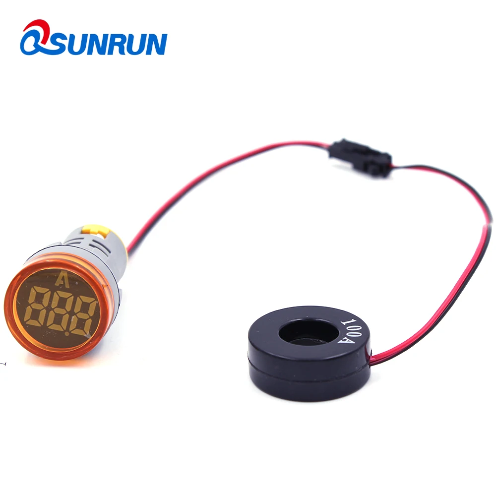 QSUNRUN 220 В AC 22 мм 0 100A цифровой Дисплей Ampermeter монитор Текущий метр тестер Сингал