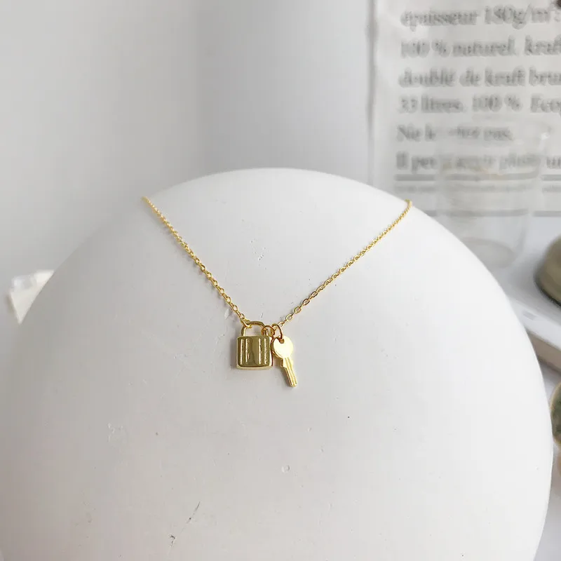 Lasy's Аутентичные стерлингового серебра 925 Golds замок любви и ключ подарок, ожерелье с подвеской ювелирные изделия TLx370