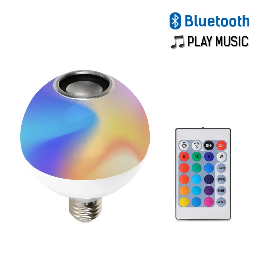 Светодиодный Bluetooth Динамик RGB+ белый круглый лампы мощностью 10 Вт 110 V-265 V Беспроводной дистанционного Управление Цвет изменение музыка светильник звук лампы - Испускаемый цвет: Bulb and Remote