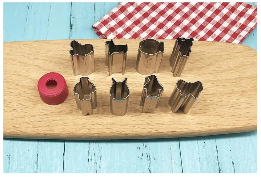 9 шт./компл. дизайн животных из нержавеющей стали резак печенья плунжерное