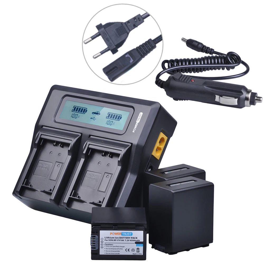 Powertrust 3PC 3900mAh NP-FV100 NPFV100 аккумулятор + LCD быстрое двойное зарядное устройство для Sony