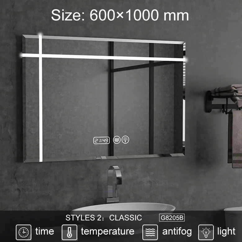 2G8205B 600X1000mm Gisha, заказной размер, с подсветкой, умное зеркало, светодиодный, bluetooth, зеркало для ванной, с подсветкой, зеркало для дефоггера, для ванной комнаты, зеркало для макияжа, 2G8205 - Цвет: 2G8205B 600X1000mm