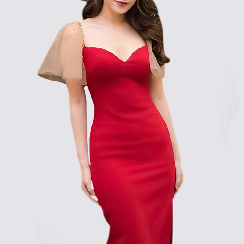Женское вечернее платье INDRESSME Клубное облегающее до колена на тонких бретельках
