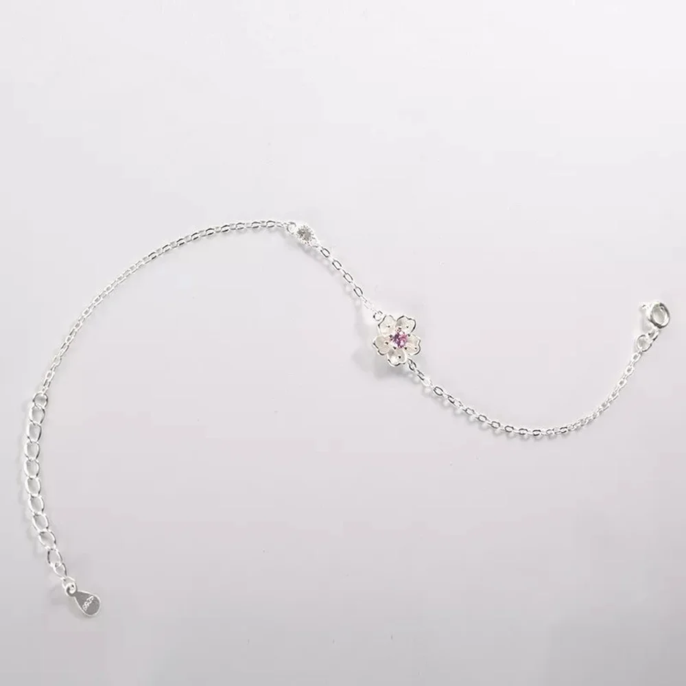Корейский S925 Серебряный литературный Вишневый женский серебряный браслет 925 Розовый ручной ювелирные изделия pulseira feminina Bizuteria браслеты драгоценный камень
